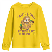 Funny Sloth Taco Gym Youth Sweatshirt I'm Into Fitness Taco In My Mouth - Wonder Print Shop