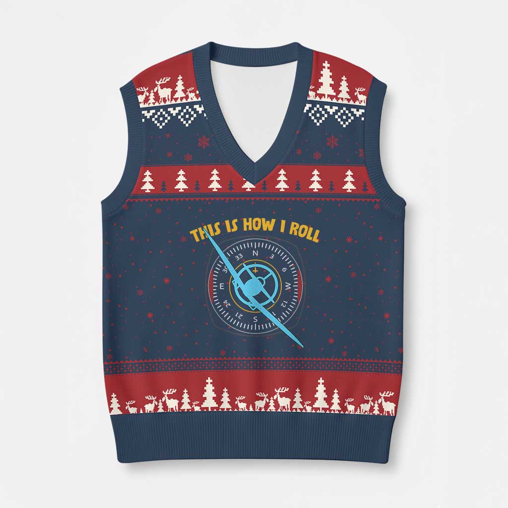 Funny Pilot Aviation Airplane V-Neck Knit Sweater Vest This Is How We Roll - Wonder Print Shop