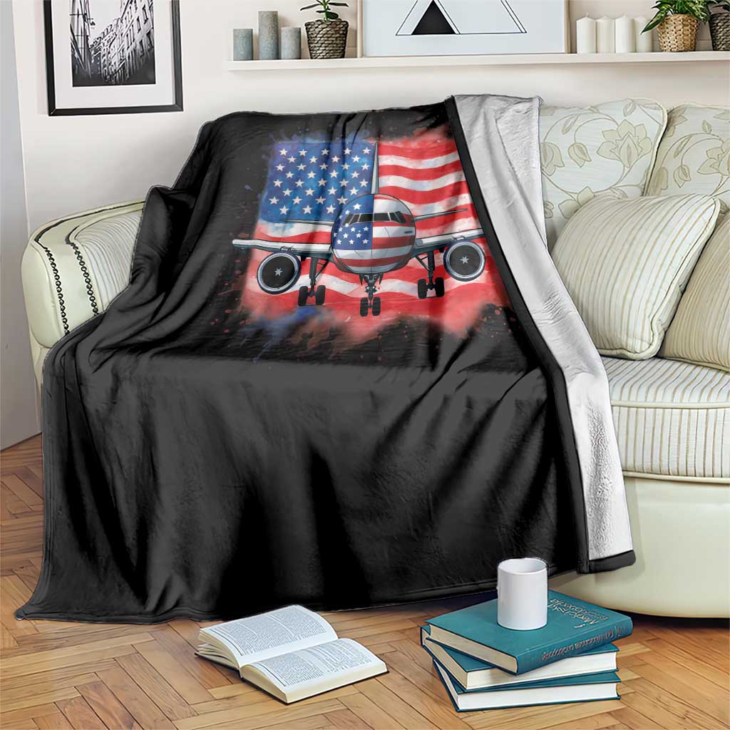 Pilot Airplane Patriotic American Flag Plane Aviation Throw Blanket - Wonder Print Shop