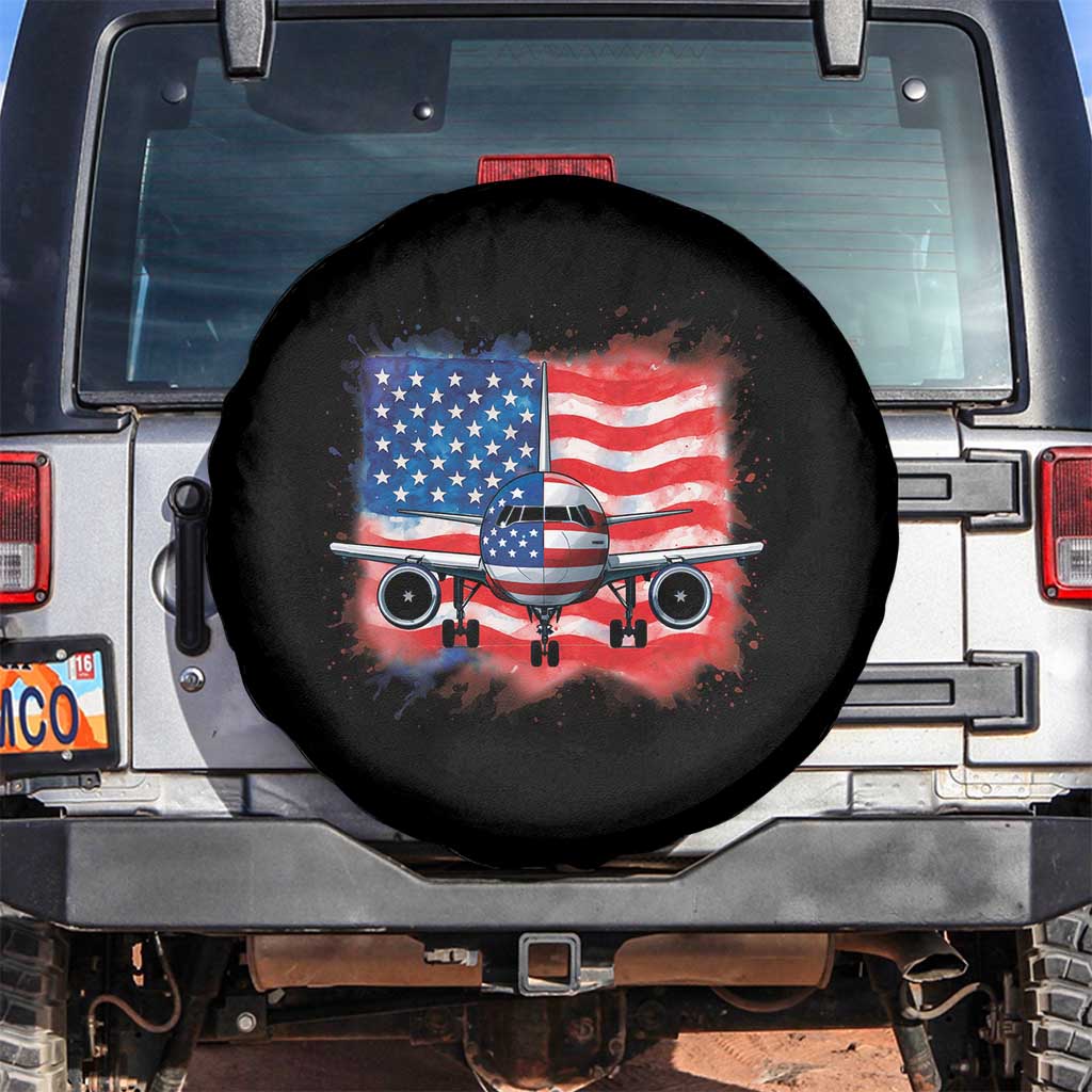 Pilot Airplane Patriotic American Flag Plane Aviation Spare Tire Cover - Wonder Print Shop