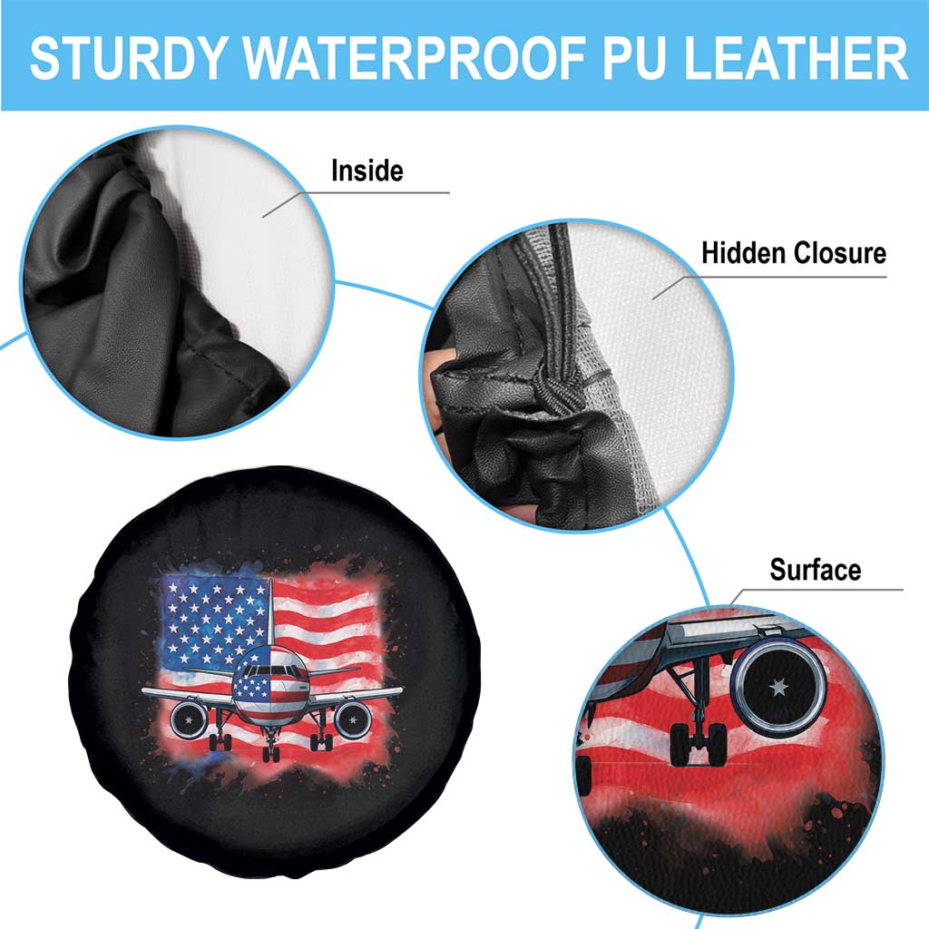 Pilot Airplane Patriotic American Flag Plane Aviation Spare Tire Cover - Wonder Print Shop
