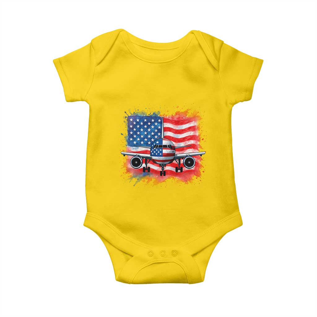 Pilot Airplane Patriotic American Flag Plane Aviation Baby Onesie - Wonder Print Shop