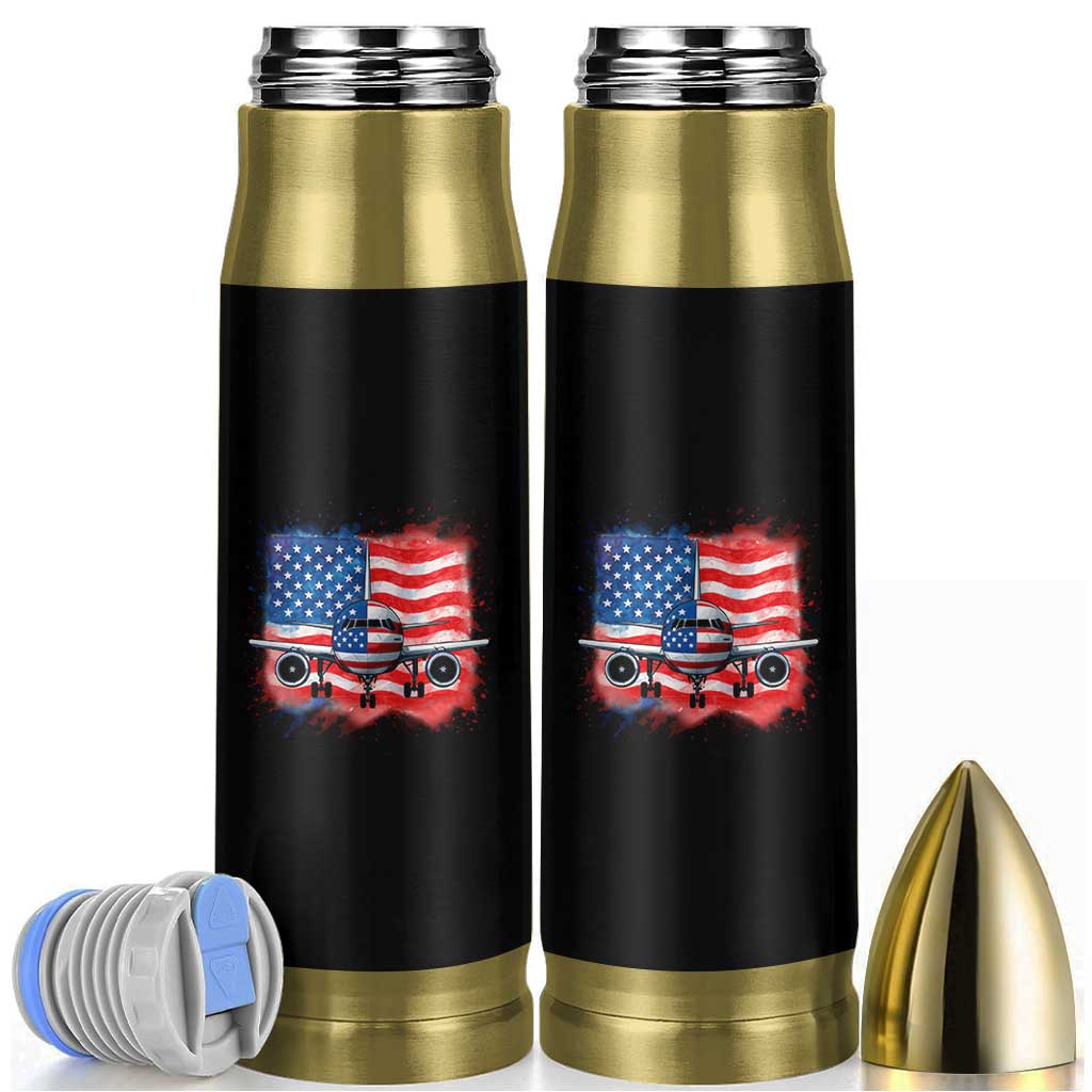 Pilot Airplane Patriotic American Flag Plane Aviation Bullet Tumbler - Wonder Print Shop