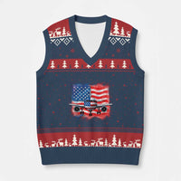 Pilot Airplane Patriotic American Flag Plane Aviation V-Neck Knit Sweater Vest - Wonder Print Shop