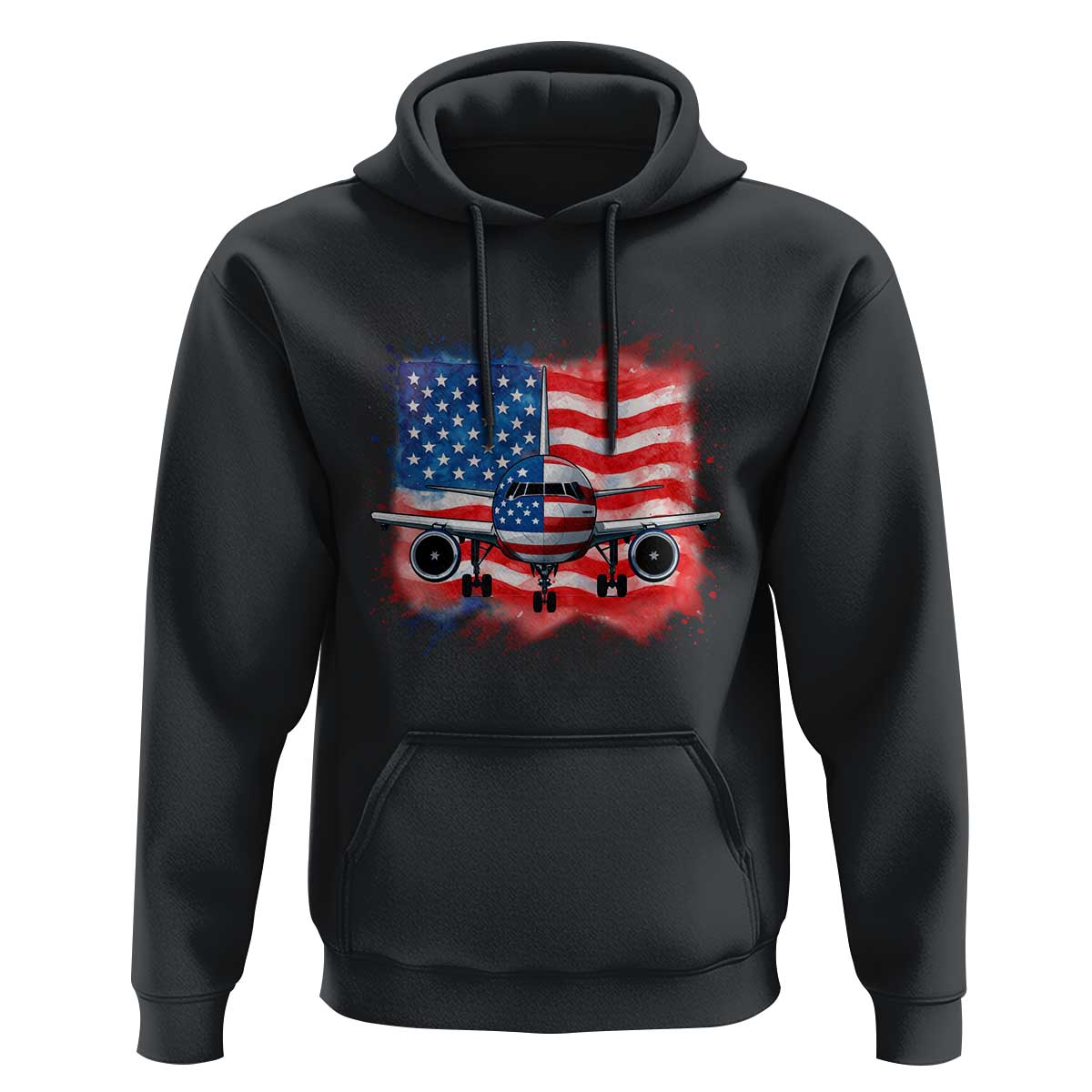 Pilot Airplane Patriotic American Flag Plane Aviation Hoodie - Wonder Print Shop