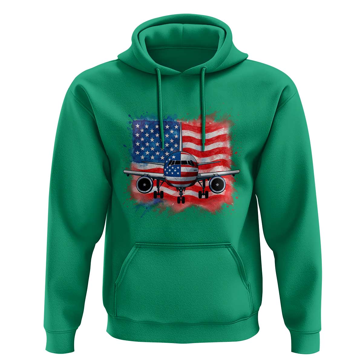 Pilot Airplane Patriotic American Flag Plane Aviation Hoodie - Wonder Print Shop