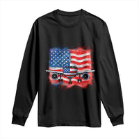 Pilot Airplane Patriotic American Flag Plane Aviation Long Sleeve Shirt - Wonder Print Shop