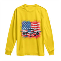 Pilot Airplane Patriotic American Flag Plane Aviation Long Sleeve Shirt - Wonder Print Shop