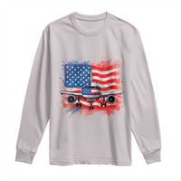 Pilot Airplane Patriotic American Flag Plane Aviation Long Sleeve Shirt - Wonder Print Shop
