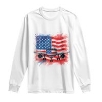 Pilot Airplane Patriotic American Flag Plane Aviation Long Sleeve Shirt - Wonder Print Shop