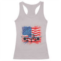 Pilot Airplane Patriotic American Flag Plane Aviation Racerback Tank Top - Wonder Print Shop