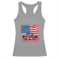 Pilot Airplane Patriotic American Flag Plane Aviation Racerback Tank Top - Wonder Print Shop