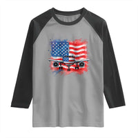 Pilot Airplane Patriotic American Flag Plane Aviation Raglan Shirt - Wonder Print Shop