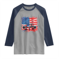 Pilot Airplane Patriotic American Flag Plane Aviation Raglan Shirt - Wonder Print Shop