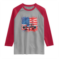 Pilot Airplane Patriotic American Flag Plane Aviation Raglan Shirt - Wonder Print Shop