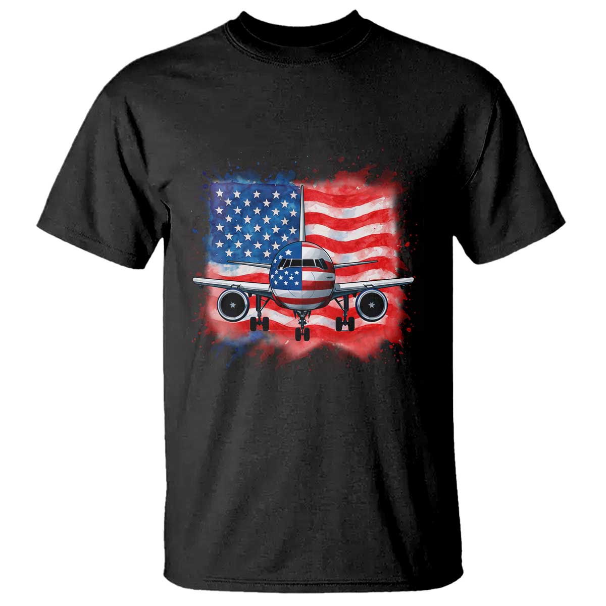Pilot Airplane Patriotic American Flag Plane Aviation T Shirt - Wonder Print Shop