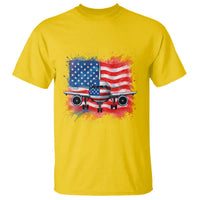 Pilot Airplane Patriotic American Flag Plane Aviation T Shirt - Wonder Print Shop