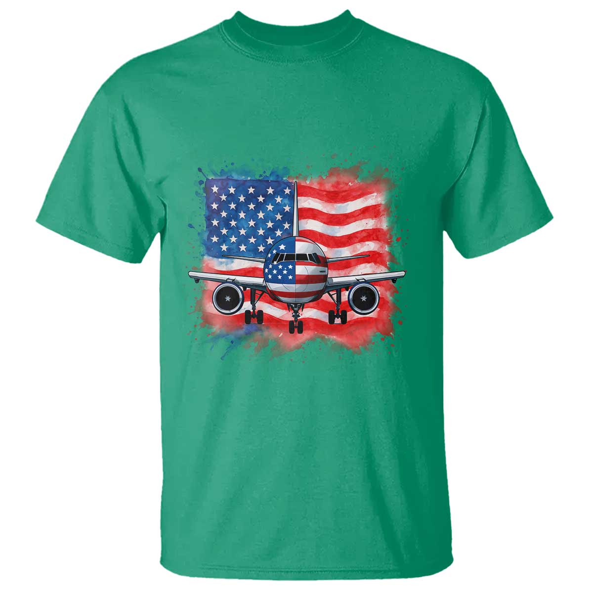 Pilot Airplane Patriotic American Flag Plane Aviation T Shirt - Wonder Print Shop