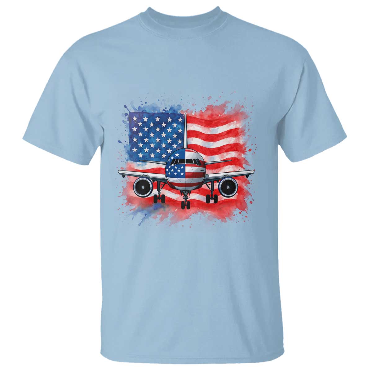 Pilot Airplane Patriotic American Flag Plane Aviation T Shirt - Wonder Print Shop