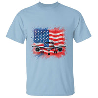 Pilot Airplane Patriotic American Flag Plane Aviation T Shirt - Wonder Print Shop