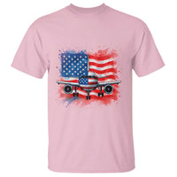 Pilot Airplane Patriotic American Flag Plane Aviation T Shirt - Wonder Print Shop