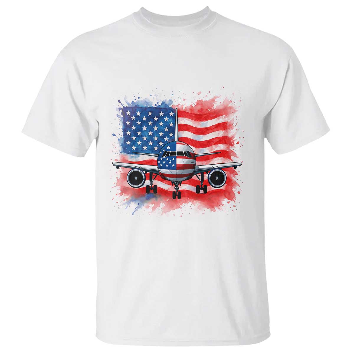 Pilot Airplane Patriotic American Flag Plane Aviation T Shirt - Wonder Print Shop