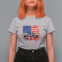 Pilot Airplane Patriotic American Flag Plane Aviation T Shirt For Women - Wonder Print Shop