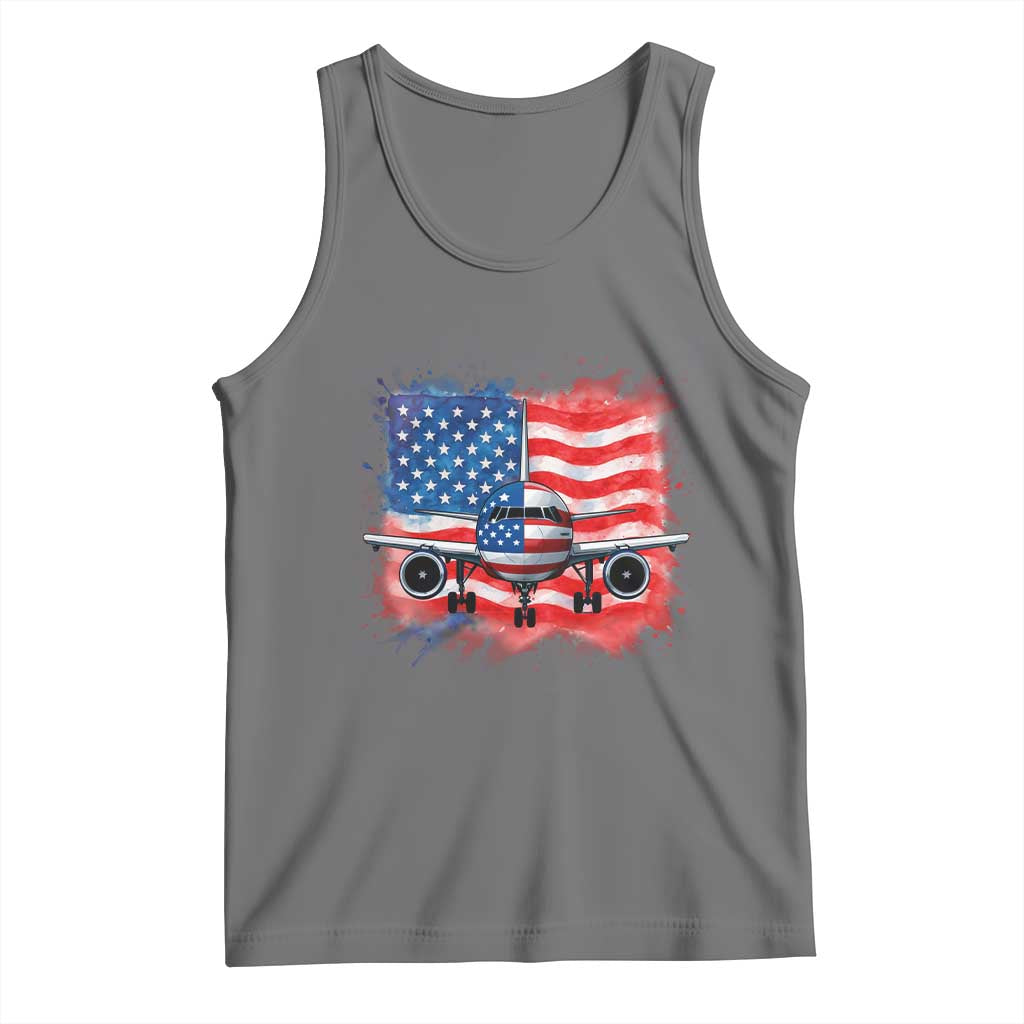 Pilot Airplane Patriotic American Flag Plane Aviation Tank Top - Wonder Print Shop