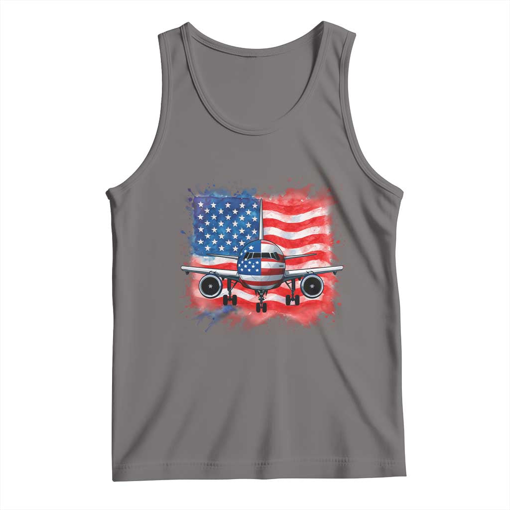 Pilot Airplane Patriotic American Flag Plane Aviation Tank Top - Wonder Print Shop
