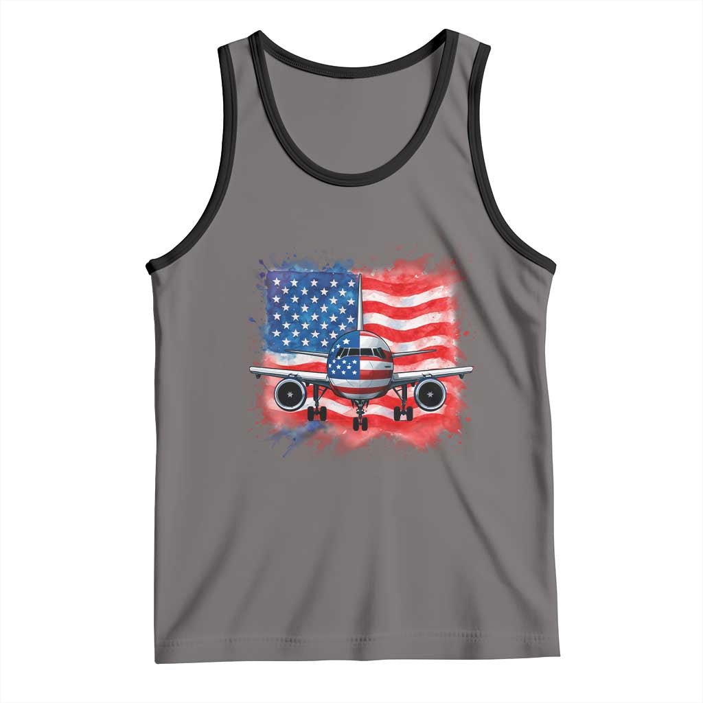 Pilot Airplane Patriotic American Flag Plane Aviation Tank Top - Wonder Print Shop
