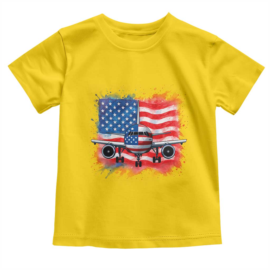 Pilot Airplane Patriotic American Flag Plane Aviation Toddler T Shirt - Wonder Print Shop