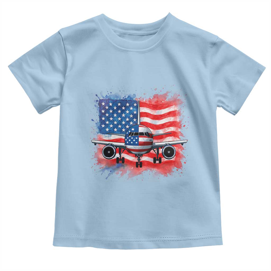 Pilot Airplane Patriotic American Flag Plane Aviation Toddler T Shirt - Wonder Print Shop
