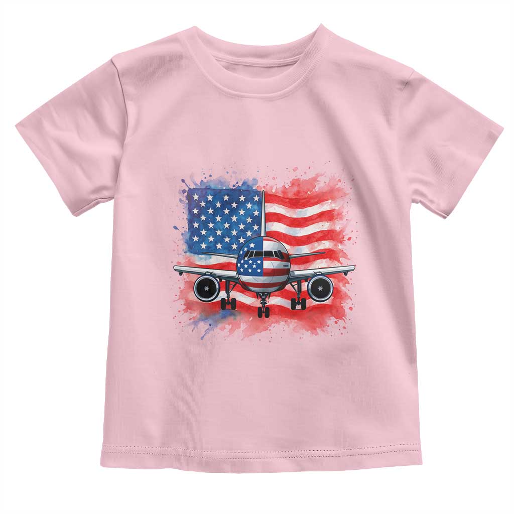 Pilot Airplane Patriotic American Flag Plane Aviation Toddler T Shirt - Wonder Print Shop