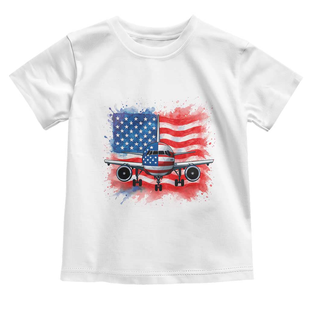 Pilot Airplane Patriotic American Flag Plane Aviation Toddler T Shirt - Wonder Print Shop
