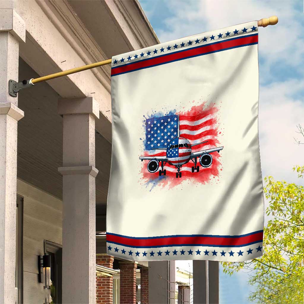 Pilot Airplane Patriotic American Flag Plane Aviation Garden Flag