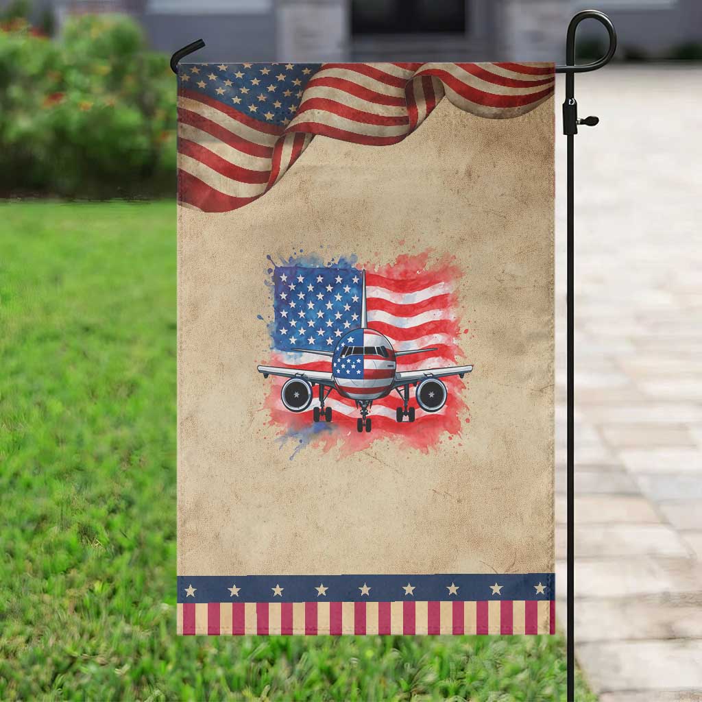 Pilot Airplane Patriotic American Flag Plane Aviation Garden Flag