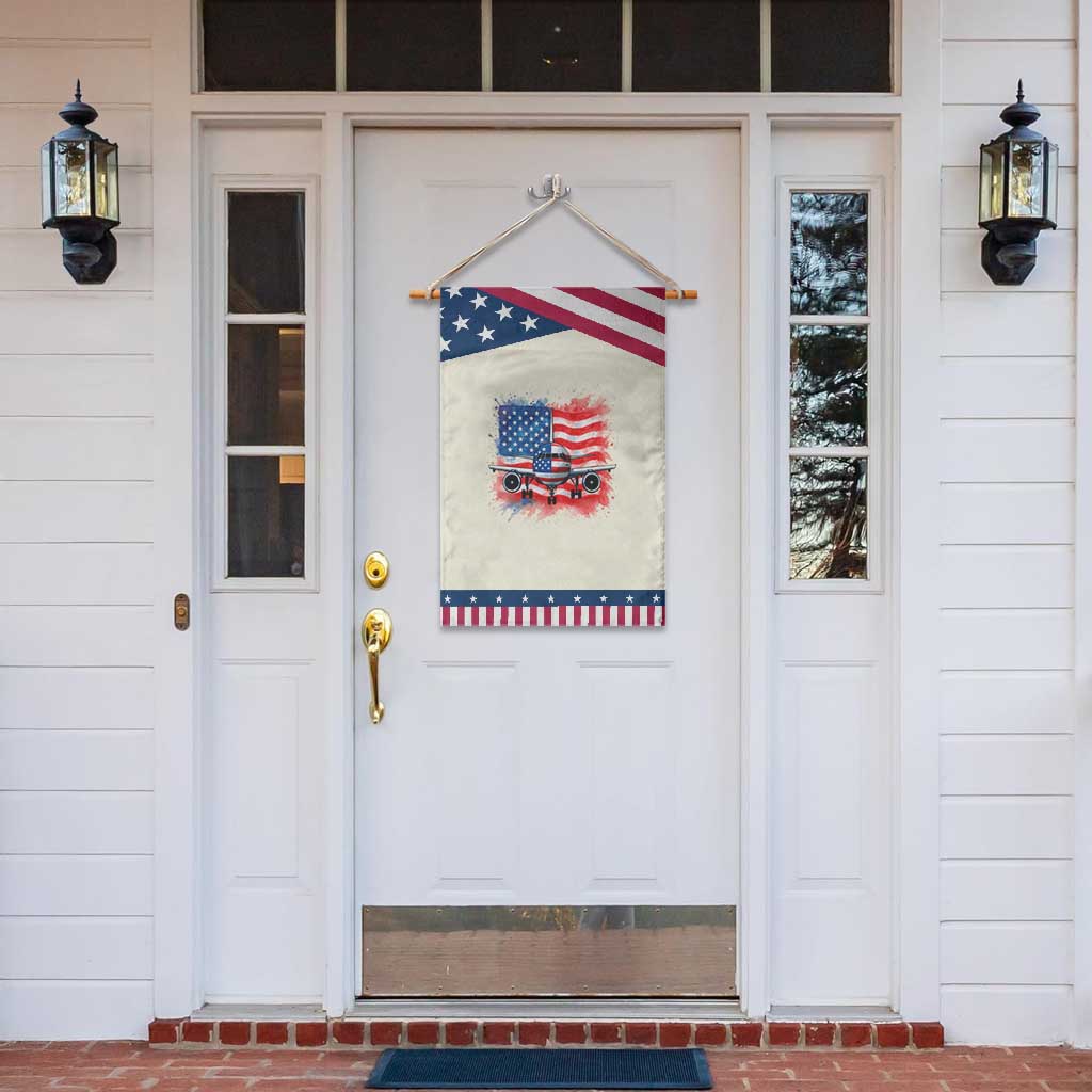 Pilot Airplane Patriotic American Flag Plane Aviation Garden Flag