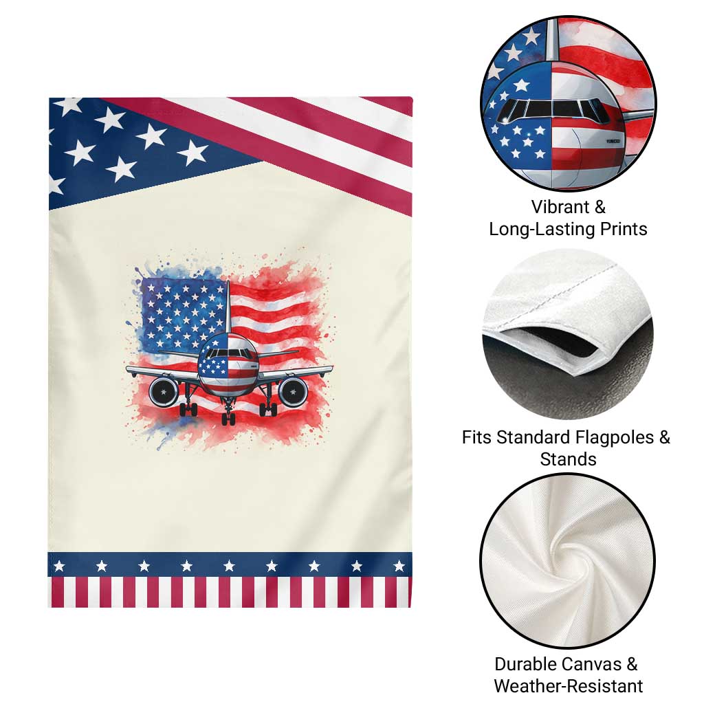 Pilot Airplane Patriotic American Flag Plane Aviation Garden Flag