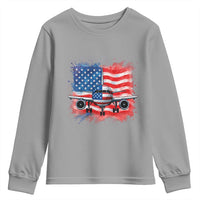Pilot Airplane Patriotic American Flag Plane Aviation Youth Sweatshirt - Wonder Print Shop