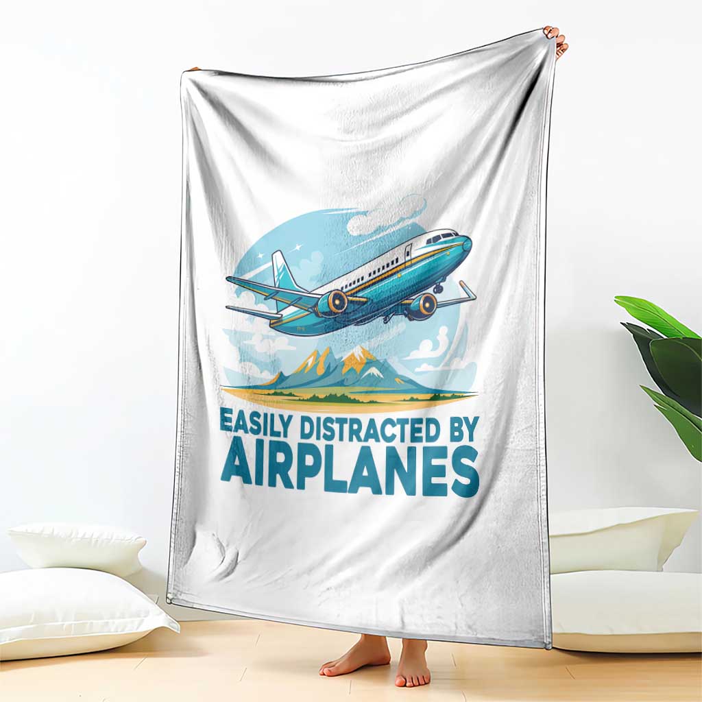 Funny Pilot Aviation Throw Blanket Easily Distracted By Airplanes Lover - Wonder Print Shop