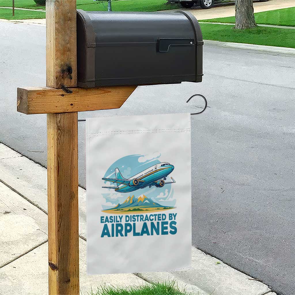 Funny Pilot Aviation Garden Flag Easily Distracted By Airplanes Lover - Wonder Print Shop