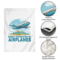 Funny Pilot Aviation Garden Flag Easily Distracted By Airplanes Lover - Wonder Print Shop