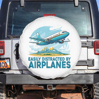 Funny Pilot Aviation Spare Tire Cover Easily Distracted By Airplanes Lover - Wonder Print Shop