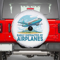 Funny Pilot Aviation Spare Tire Cover Easily Distracted By Airplanes Lover - Wonder Print Shop