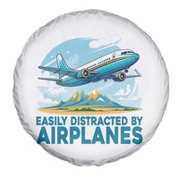 Funny Pilot Aviation Spare Tire Cover Easily Distracted By Airplanes Lover - Wonder Print Shop