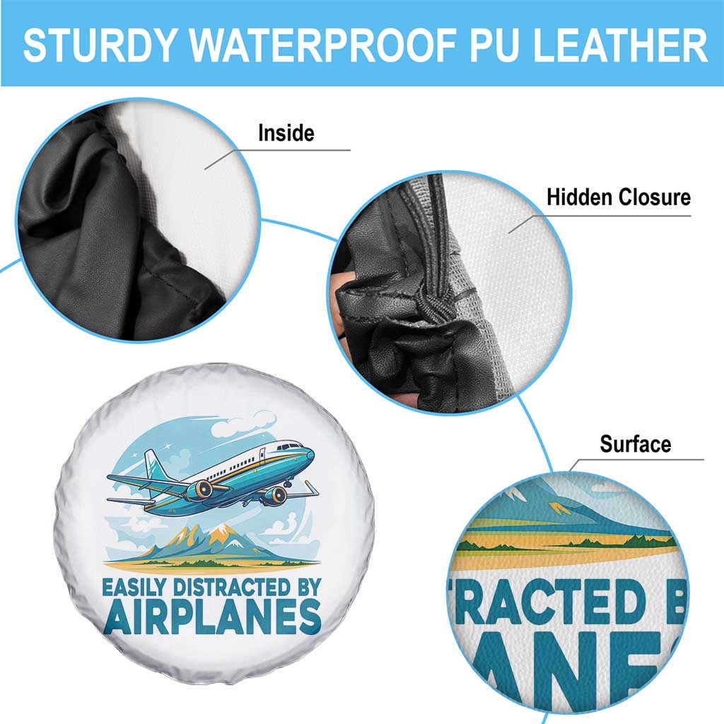 Funny Pilot Aviation Spare Tire Cover Easily Distracted By Airplanes Lover - Wonder Print Shop