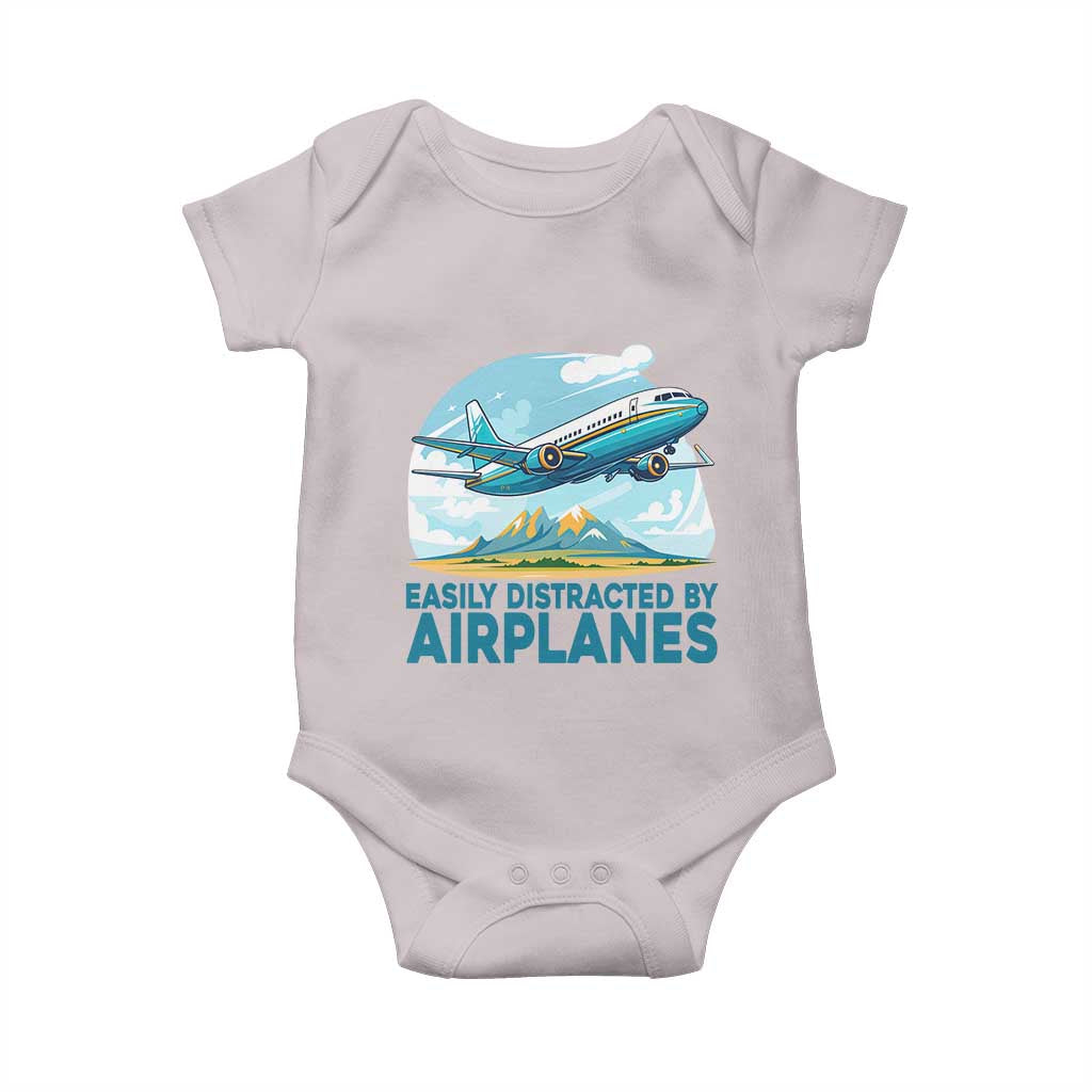 Funny Pilot Aviation Baby Onesie Easily Distracted By Airplanes Lover - Wonder Print Shop