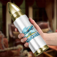 Funny Pilot Aviation Bullet Tumbler Easily Distracted By Airplanes Lover - Wonder Print Shop