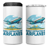 Funny Pilot Aviation 4 in 1 Can Cooler Tumbler Easily Distracted By Airplanes Lover - Wonder Print Shop
