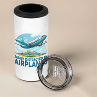 Funny Pilot Aviation 4 in 1 Can Cooler Tumbler Easily Distracted By Airplanes Lover - Wonder Print Shop